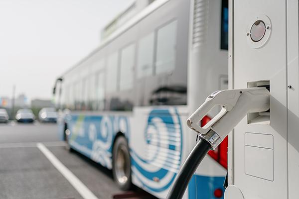 electric bus on a charger