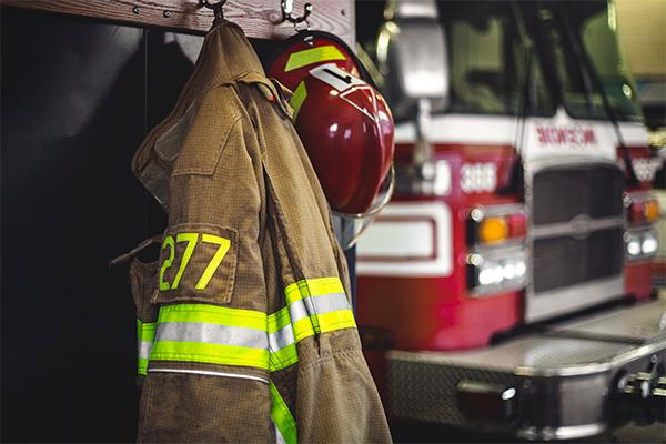 Firefighter protection clothes in the firehouse